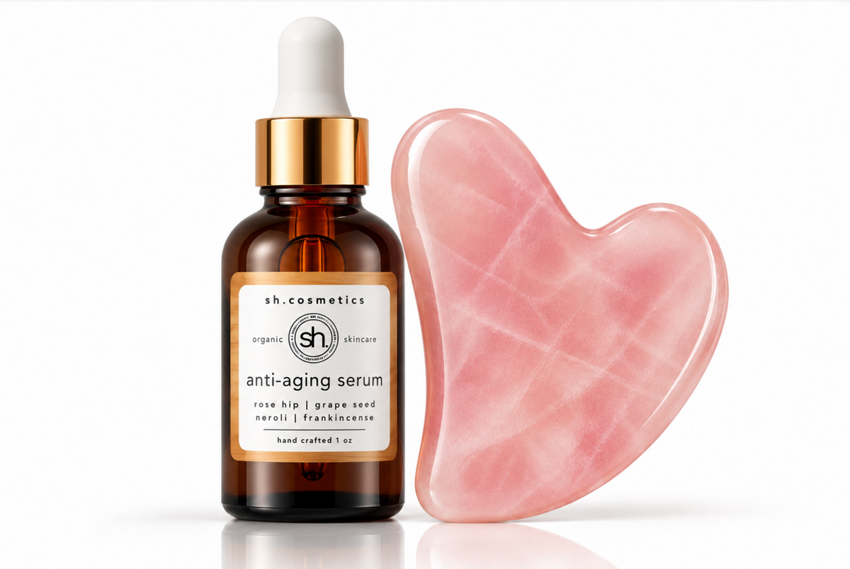 rose quartz gua sha ritual set customizable by serum.