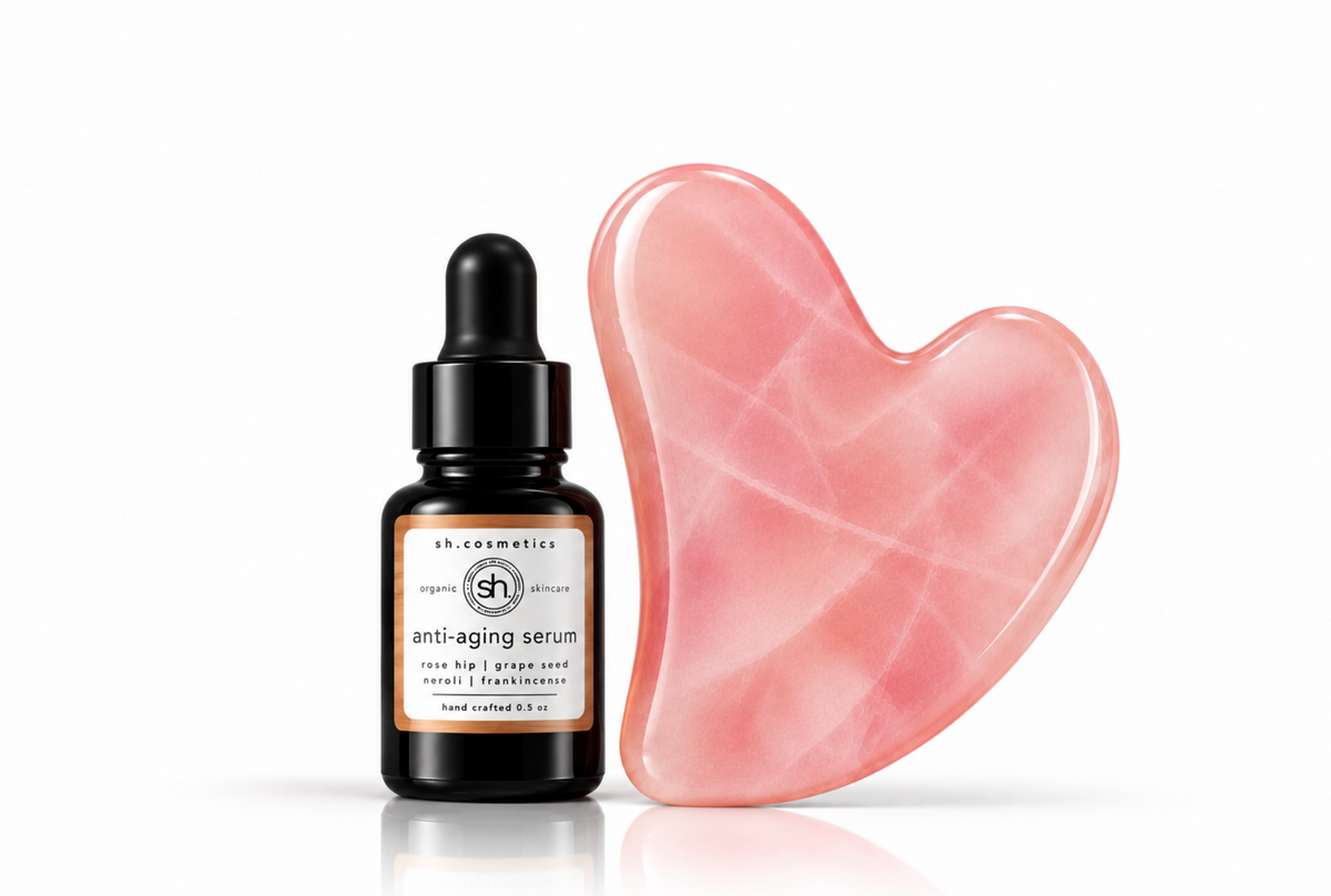 rose quartz gua sha ritual set customizable by serum.