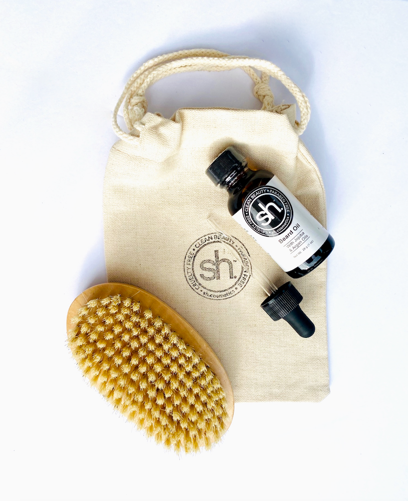 beard oil & beachwood brush